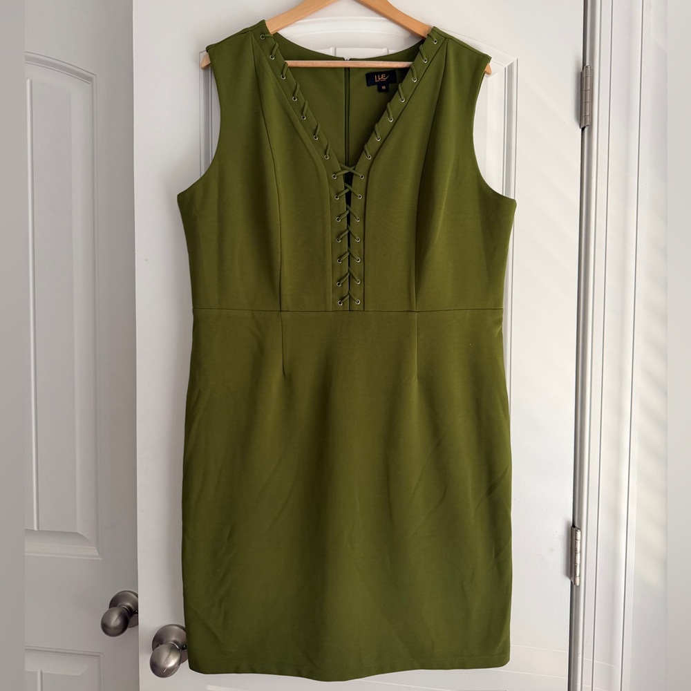INC International Concepts Green Lace-Up Midi Dress